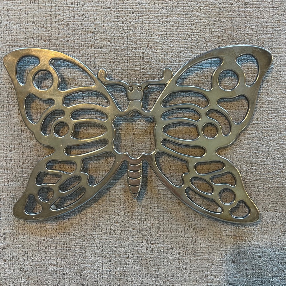 Vintage Leonard Silverplate Butterfly Trivet Silver Plate Wall Decor Italy 11.5"